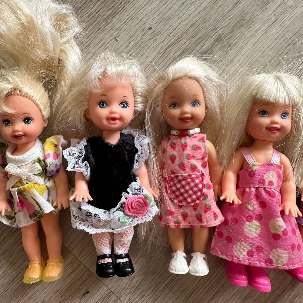 Lot of 5 Vintage Barbie Little Sister Kelly Dolls - Blonde Blue Eyed Kellys - Picture 3 of 5